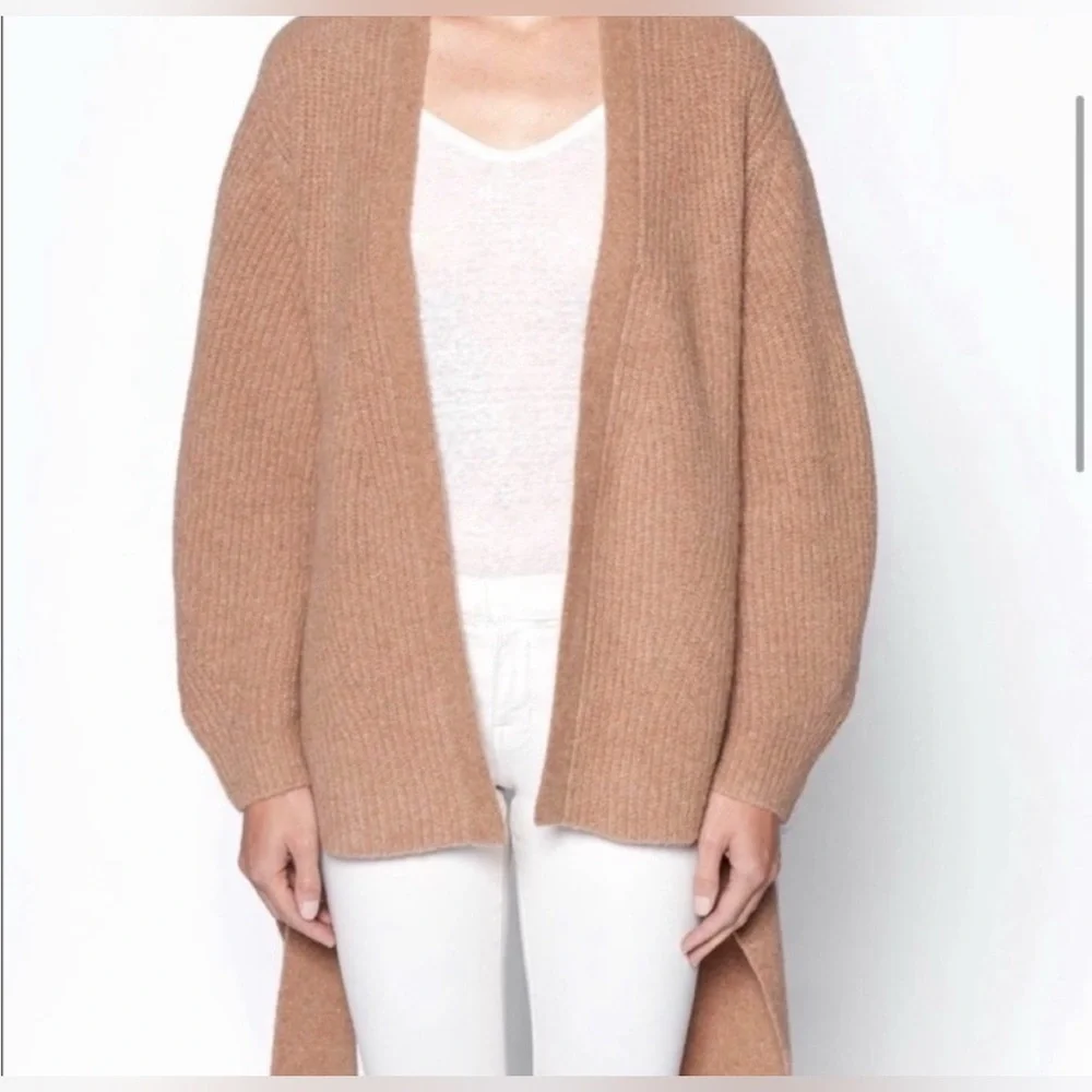 Brochu Walker Wool Baby Alpaca Camel Tie Hansen Wrap Cardigan Size Large - Picture 4 of 17